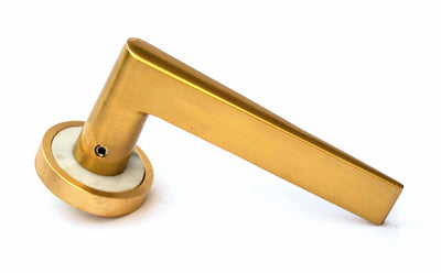 Moscow Lever with White Carrera marble in Matt Gold Finish  (ML MRBL GLD )