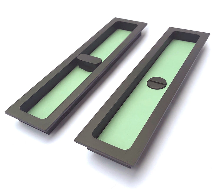 Recessed Leather Turn And Release Pull Handle For Sliding Doors   (RLTRPH  TQ MBLK )